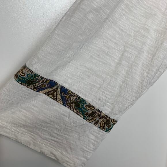 Chico's Tunic Top Size 4 3/4 Sleeve Tie Neck Tassel XXL Ecru Boho Cream Modal - Picture 13 of 15